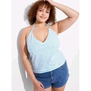 Women's Halter Graphic Cami - Wild Fable - XXL - Sky Blue Striped